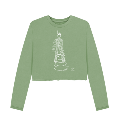 Sage Printed Boxy Jumpers Front