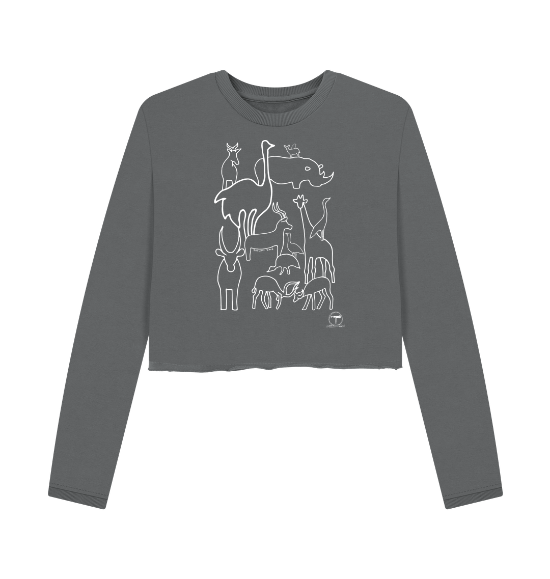 Slate Grey Printed Boxy Jumpers Front