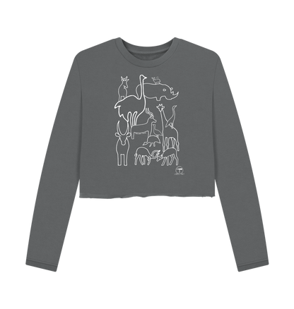 Slate Grey Printed Boxy Jumpers Front