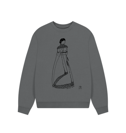 Slate Grey Printed Sweater Front