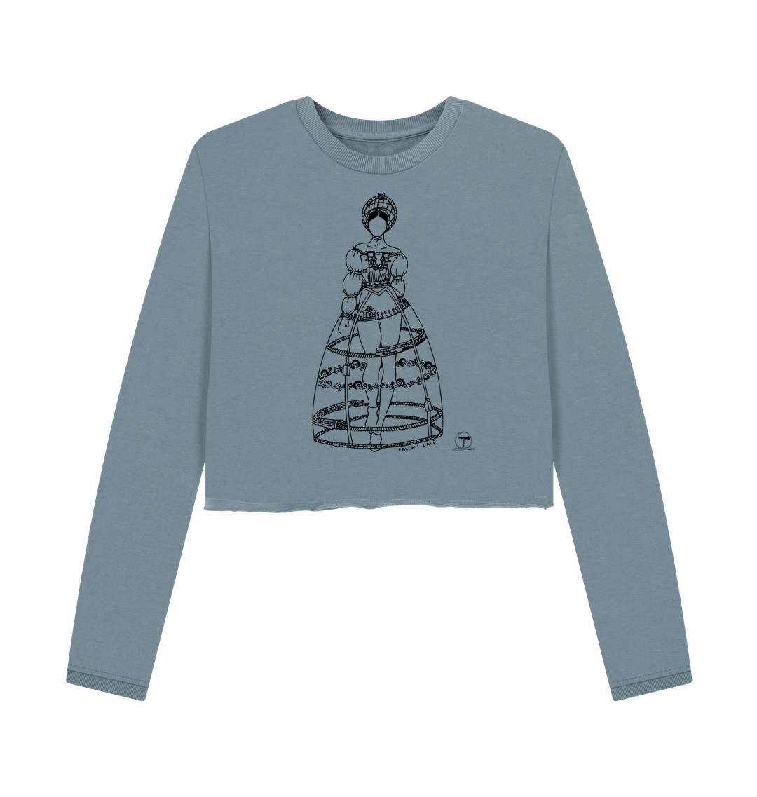 Stone Blue Printed Boxy Jumpers Front