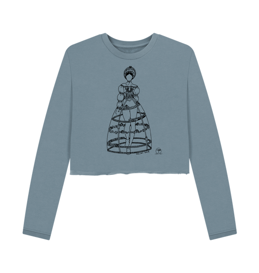 Stone Blue Printed Boxy Jumpers Front