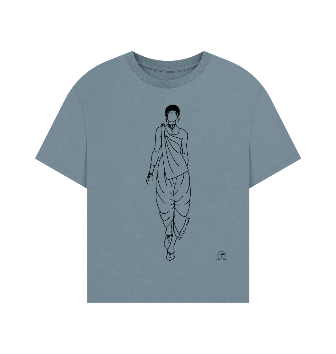 Stone Blue Printed T-shirt Front