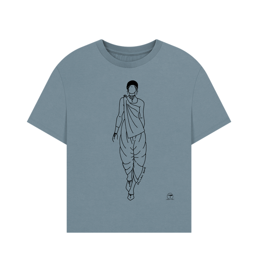 Stone Blue Printed T-shirt Front