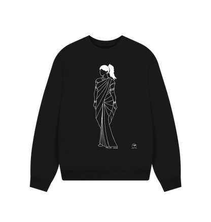 Black Printed Sweater Front