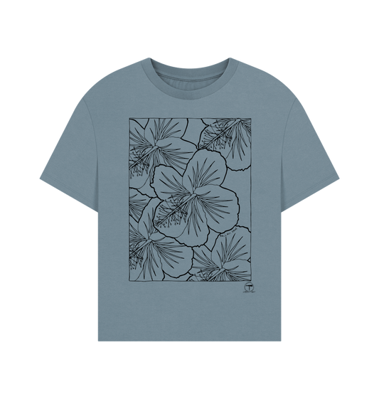 Stone Blue Printed T-shirt Front