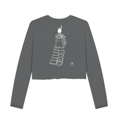 Slate Grey Printed Boxy Jumpers Back