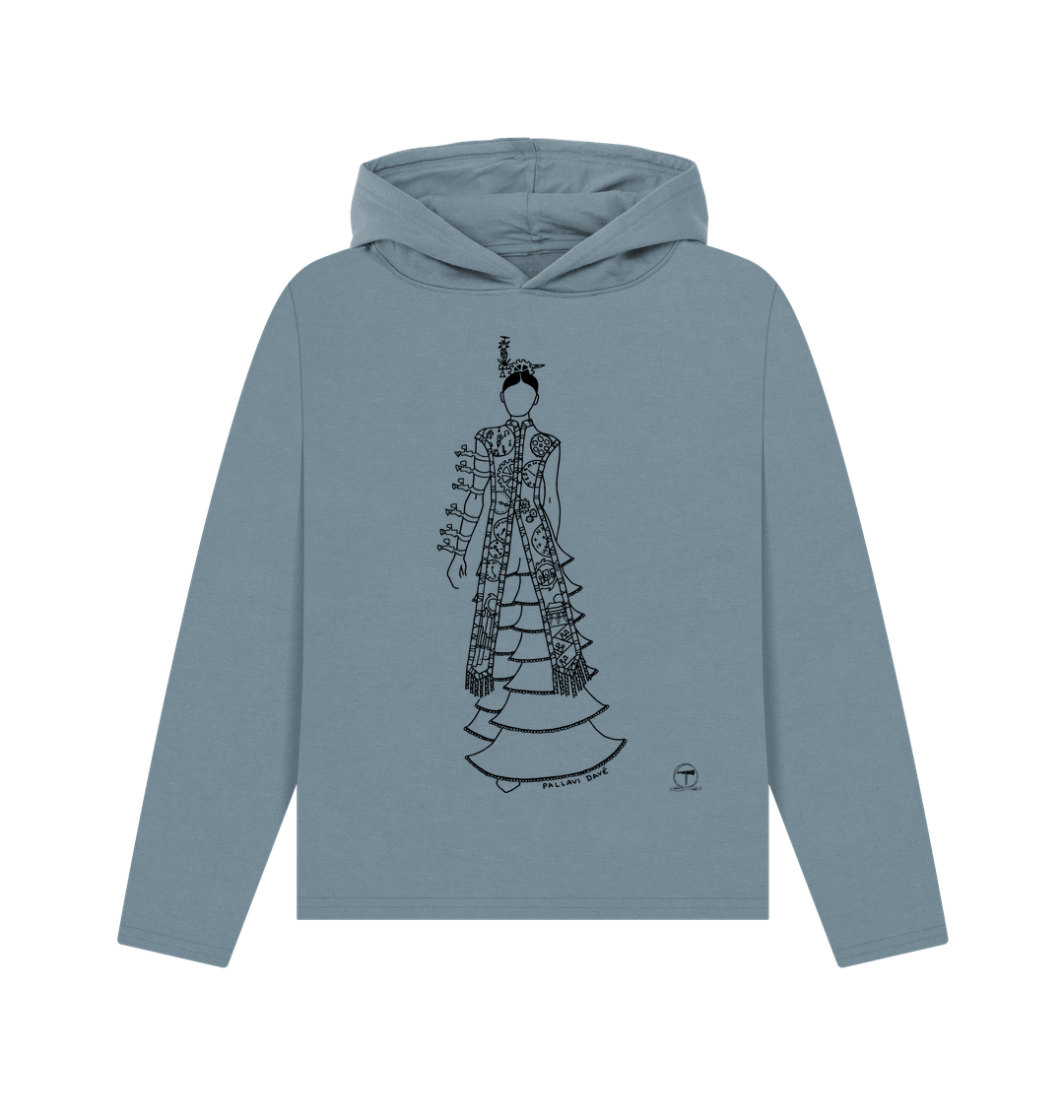 Stone Blue Printed Hoody Front