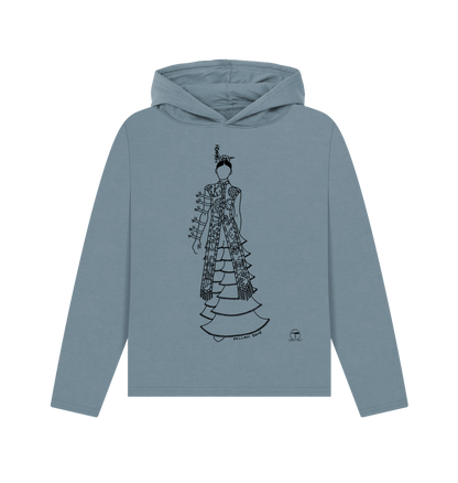 Stone Blue Printed Hoody Front