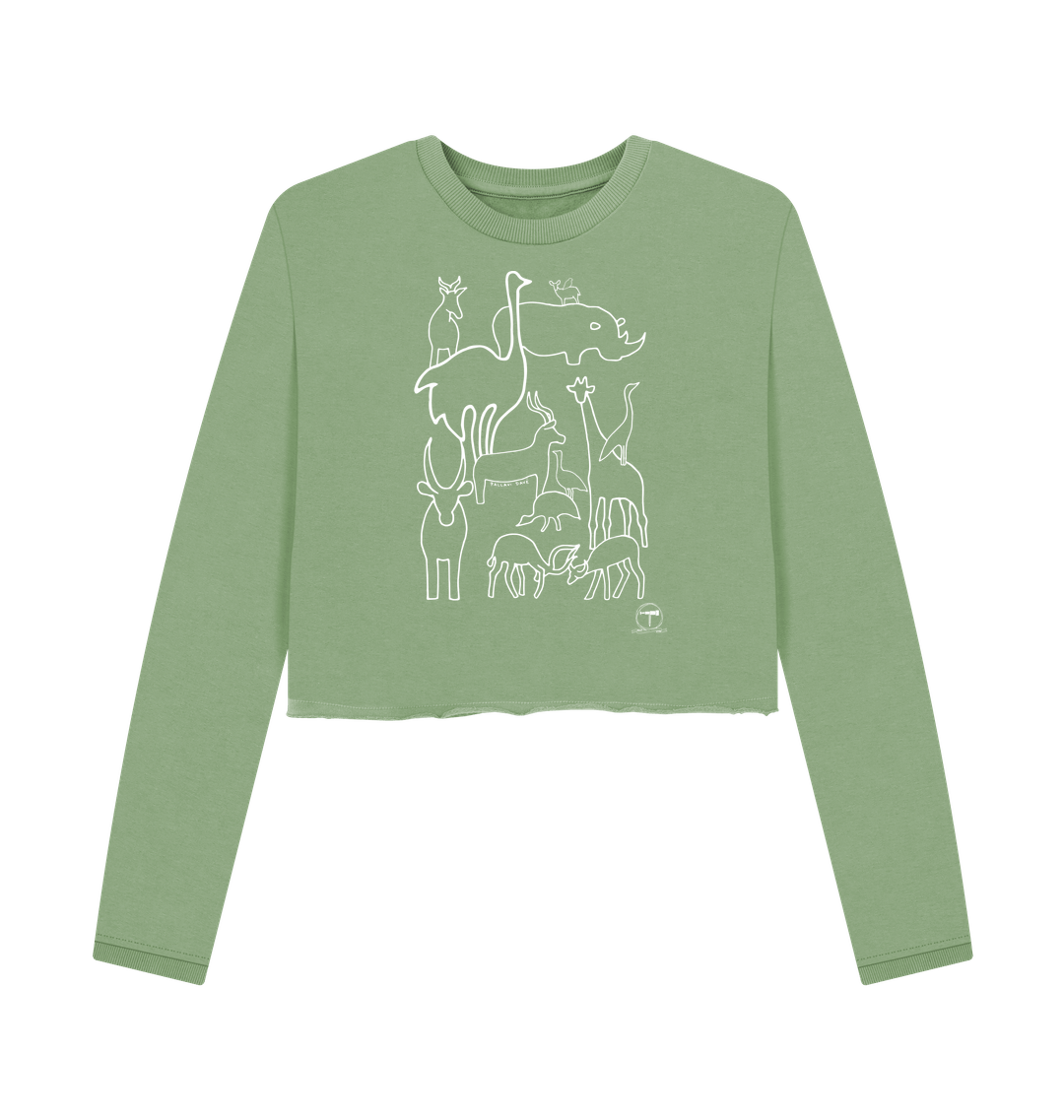 Sage Printed Boxy Jumpers Front