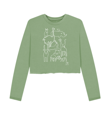 Sage Printed Boxy Jumpers Front