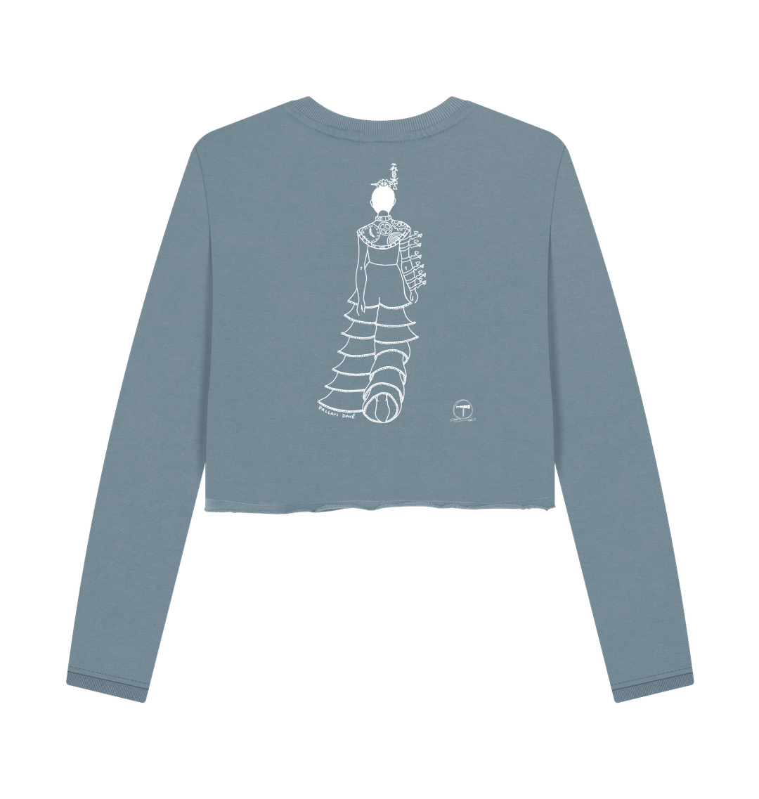 Stone Blue Printed Boxy Jumpers Back