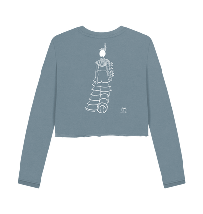 Stone Blue Printed Boxy Jumpers Back